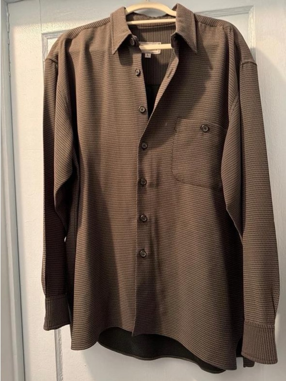 Lulu's Brown Textured Long-Sleeve Casual Button-Down Shirt